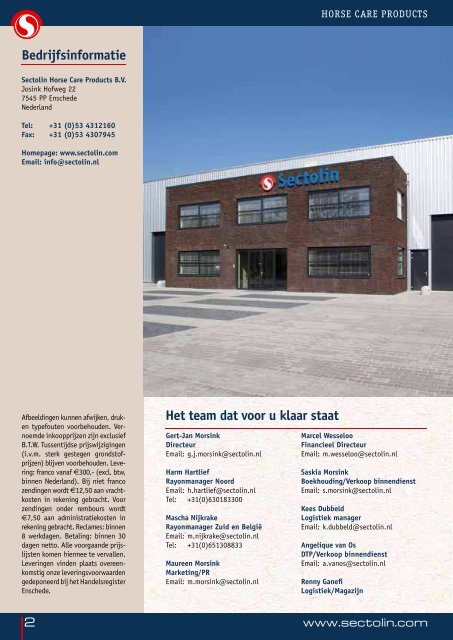 Download hier de Sectolin catalogus - Paard & bedrijf