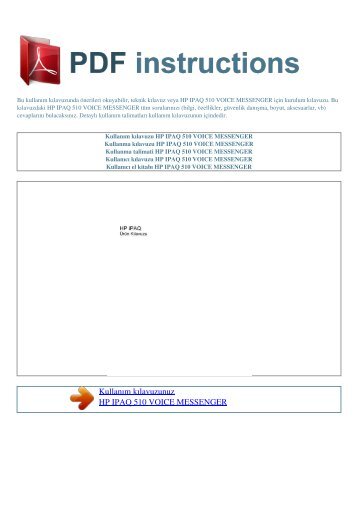 Kullanım kılavuzu HP IPAQ 510 VOICE MESSENGER - PDF ...