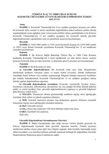 GÜVENLİK DEĞERLENDİRME KLAVUZU.pdf - Kozmetik