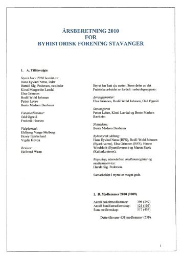 Årsberetning, regnskap og revisjon 2010.pdf - Byhistorisk forening