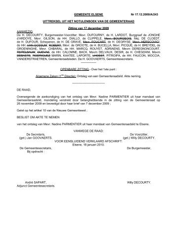 Affaires Générales (1ère Direction) : Démission d'un ... - Elsene