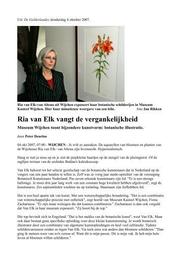 Ria van Elk vangt de vergankelijkheid - Elk, Ria van