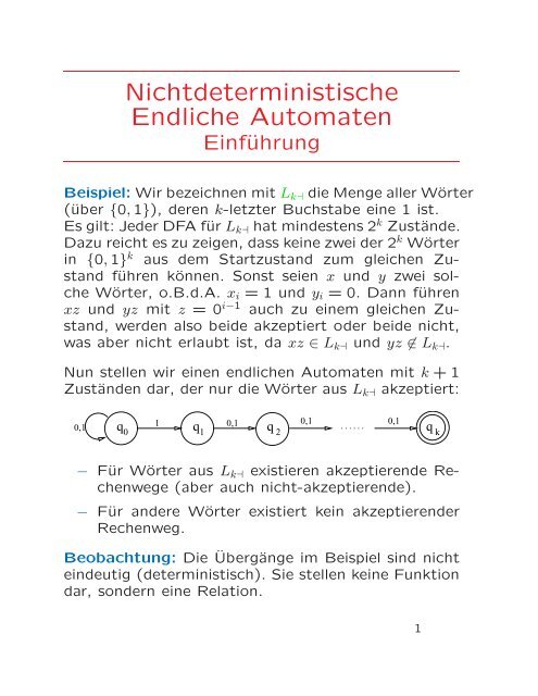 Nichtdeterministische Endliche Automaten (NFAs)