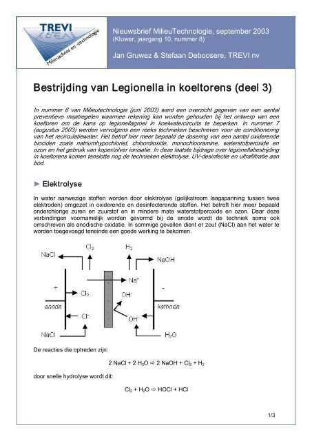 Bestrijding van Legionella in koeltorens (deel 3) - Trevi nv