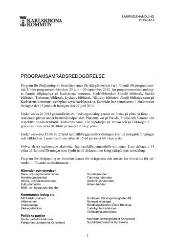 Programsamrådsredogörelse, pdf, 162 kB - Karlskrona kommun