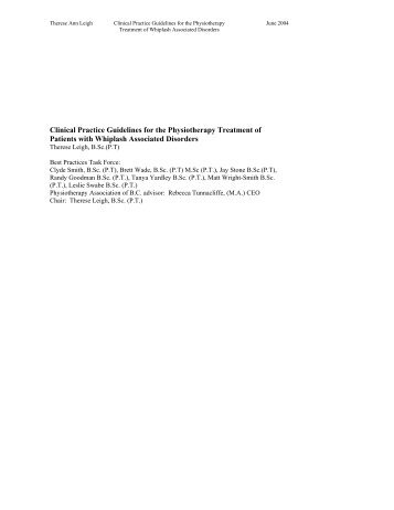 Clinical Practice Guidelines for the Physiotherapy Treatment of ...