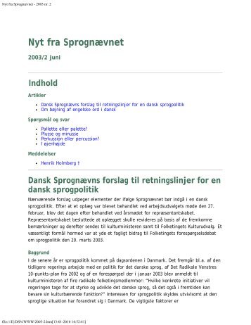 Nyt fra Sprognævnet - 2003 nr. 2 - Dansk Sprognævn