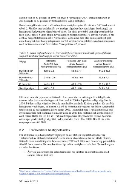 Vägtrafikens hastigheter - kunskapsinventering - VTI notat 6-2012