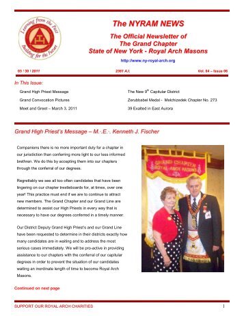 NYRAM News - Grand Chapter State of New York Royal Arch Masons