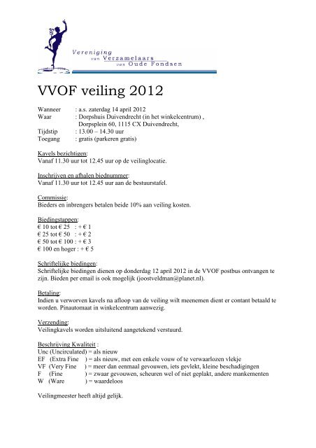 VVOF veiling 2012 - Vereniging van Verzamelaars van Oude Fondsen