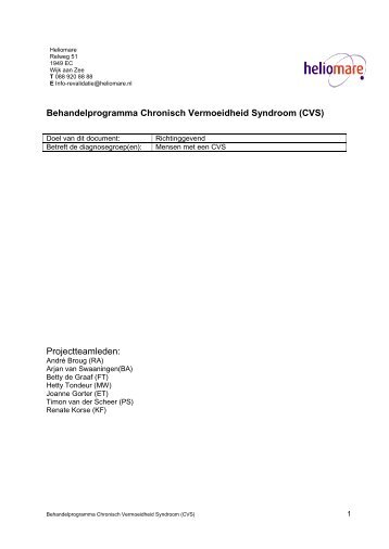 Chronisch Vermoeidheid Syndroom - Heliomare