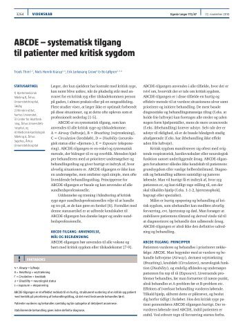 ABCDE – systematisk tilgang til patienter med kritisk sygdom