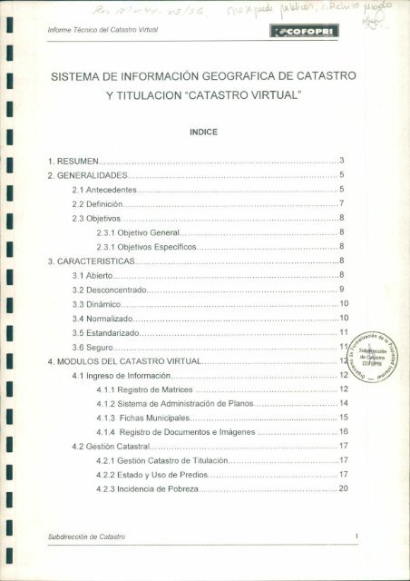 Informe Técnico del Catastro Virtual - Cofopri