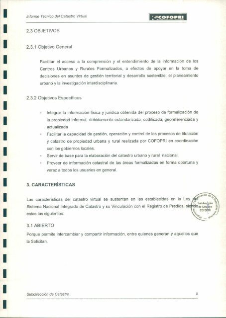 Informe Técnico del Catastro Virtual - Cofopri