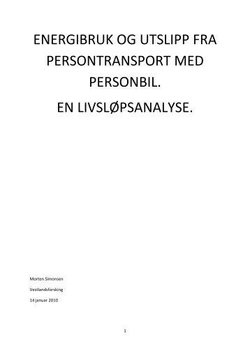 energibruk og utslipp fra persontransport med personbil. en ...