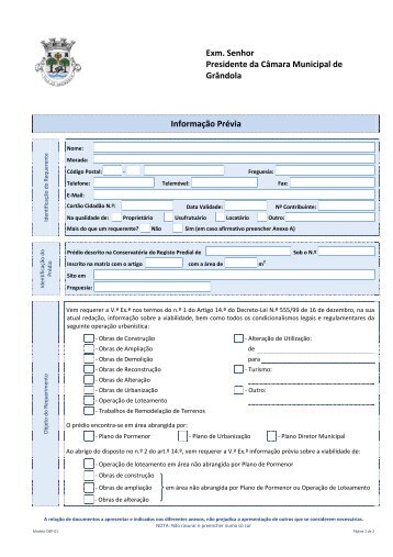 Requerimento - Informação Prévia - Câmara Municipal de Grândola