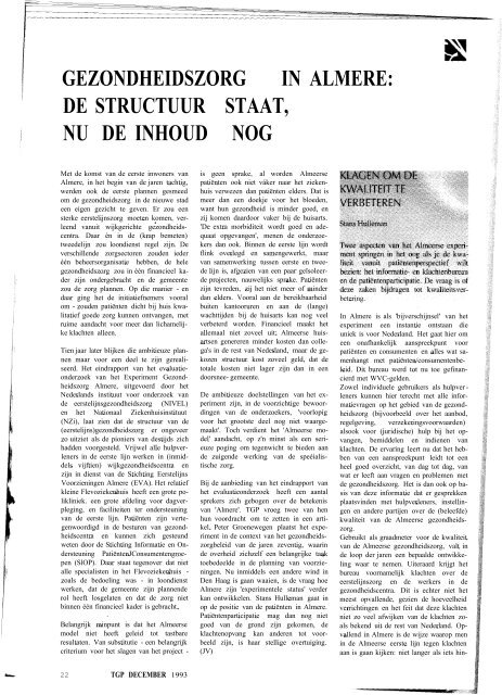 Tijdschrift Gezondheid en Politiek jaargang 1993 nr 6