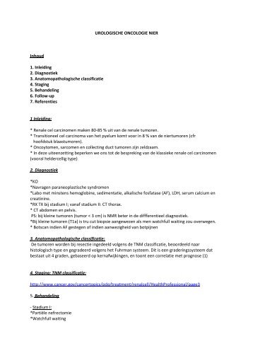 Richtlijnen niercelcarcinoom - AZ Sint-Lucas