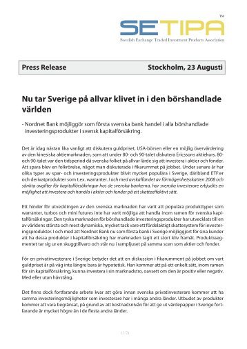 Nu tar Sverige på allvar klivet in i den börshandlade världen - setipa