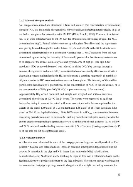 Nitrogen distribution and potential nitrate leaching in a combined ...