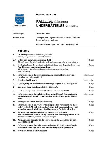 SN kallelse 130115.pdf - Öckerö kommun