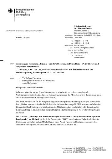 Ministerialdirigent Dr. Thomas Greiner E-Mail Verteiler ... - Bib-Wiki