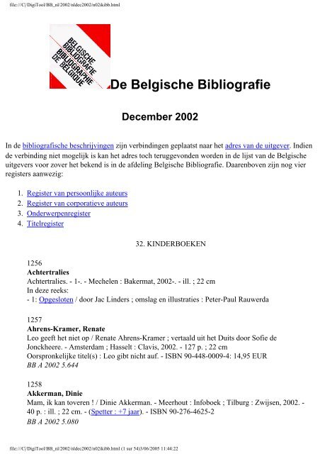 De Belgische Bibliografie - Koninklijke Bibliotheek van België