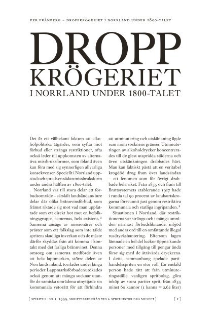 Droppkrögeriet i Norrland under 1800-talet - Spritmuseum