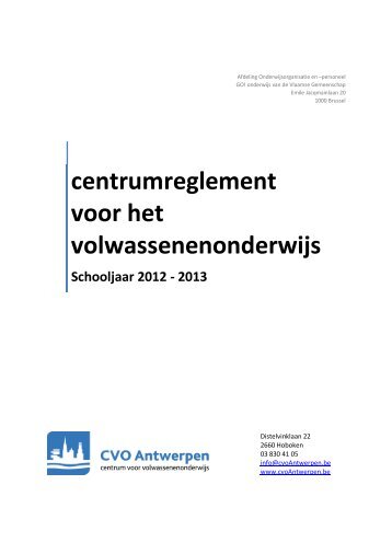 Centrumreglement - CVO Antwerpen