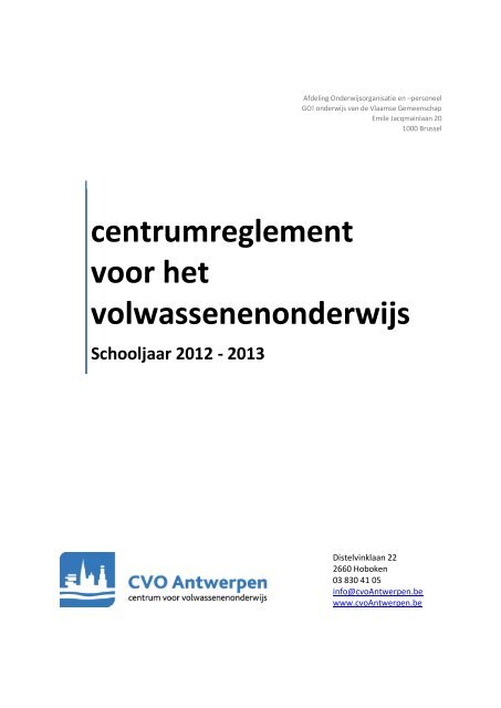 Centrumreglement - CVO Antwerpen