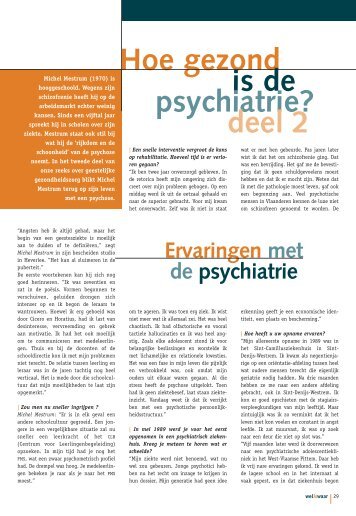 Hoe gezond is de psychiatrie? - Weliswaar