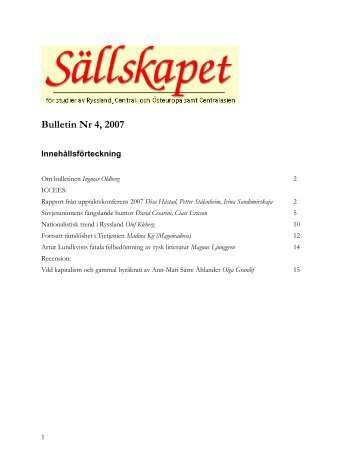 December 2007 - Sällskapet för studier av Ryssland, Central