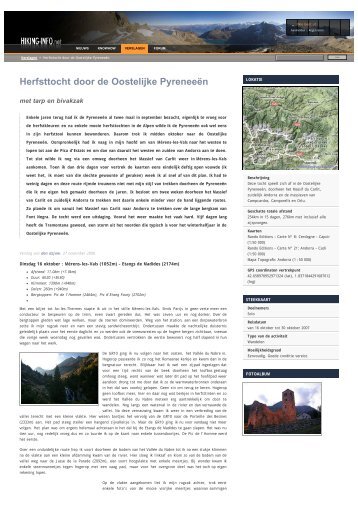 Herfsttocht door de Oostelijke Pyreneeën | Verslagen | Hiking-info.net