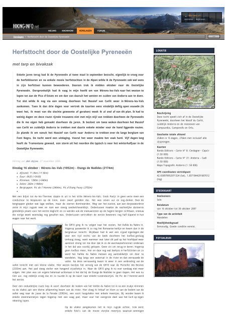 Herfsttocht door de Oostelijke Pyreneeën | Verslagen | Hiking-info.net