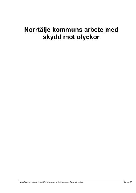 Handlingsprogram enligt lag om skydd mot olyckor - Norrtälje kommun