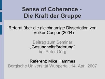 Sense of Coherence - Die Kraft der Gruppe - Homepage von Mike ...