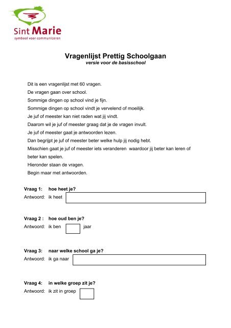 Vragenlijst Prettig Schoolgaan  Kentalis