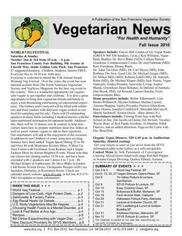 Fall Newsletter - The San Francisco Vegetarian Society