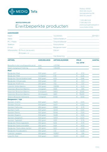 Eiwitbeperkte producten - Tefa