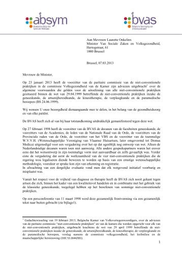 Brief aan minister Laurette Onkelinx