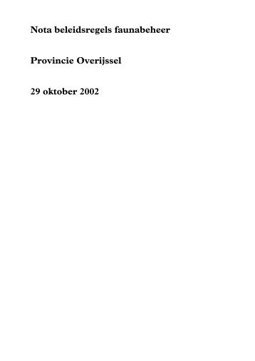 Beleidsregels Faunabeheer (220 kB, pdf) - Provincie Overijssel