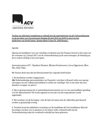 Verslag van informele vergadering in verband met de ...