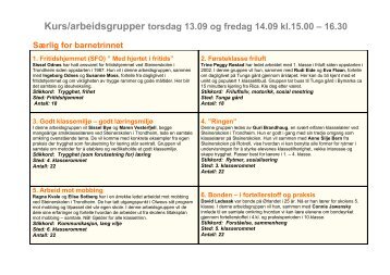 Kurs/arbeidsgrupper torsdag 14 - Steinerskolen i Trondheim