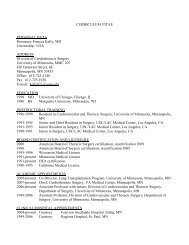 CURRICULUM VITAE - Surgery Department - University of Minnesota