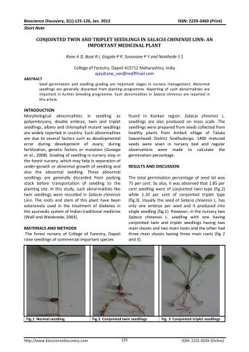 conjointed twin and triplet seedlings in salacia chinensis linn