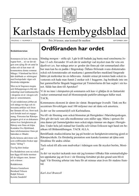 Nr 3 2004 - Karlstads Hembygdsförening