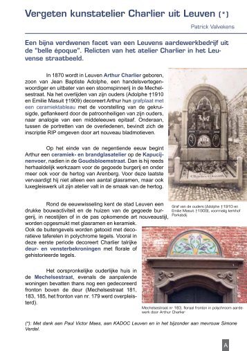 (A-L) Vergeten kunstatelier Charlier uit Leuven - Leuvens Historisch ...