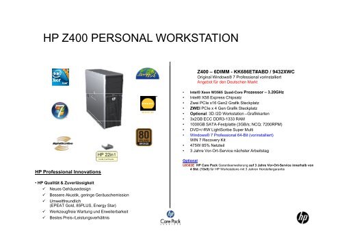HP Z400 PERSONAL WORKSTATION