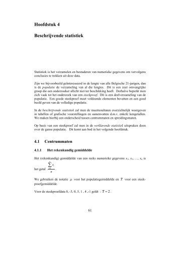 Hoofdstuk 4 Beschrijvende statistiek ∑