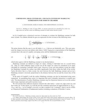 CORNER ION, EDGE-CENTER ION, AND FACE-CENTER ... - CUNY